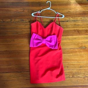 Red and pink fitted mini dress